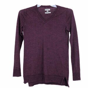 100% Merino Wool soft purple v neck sweater
